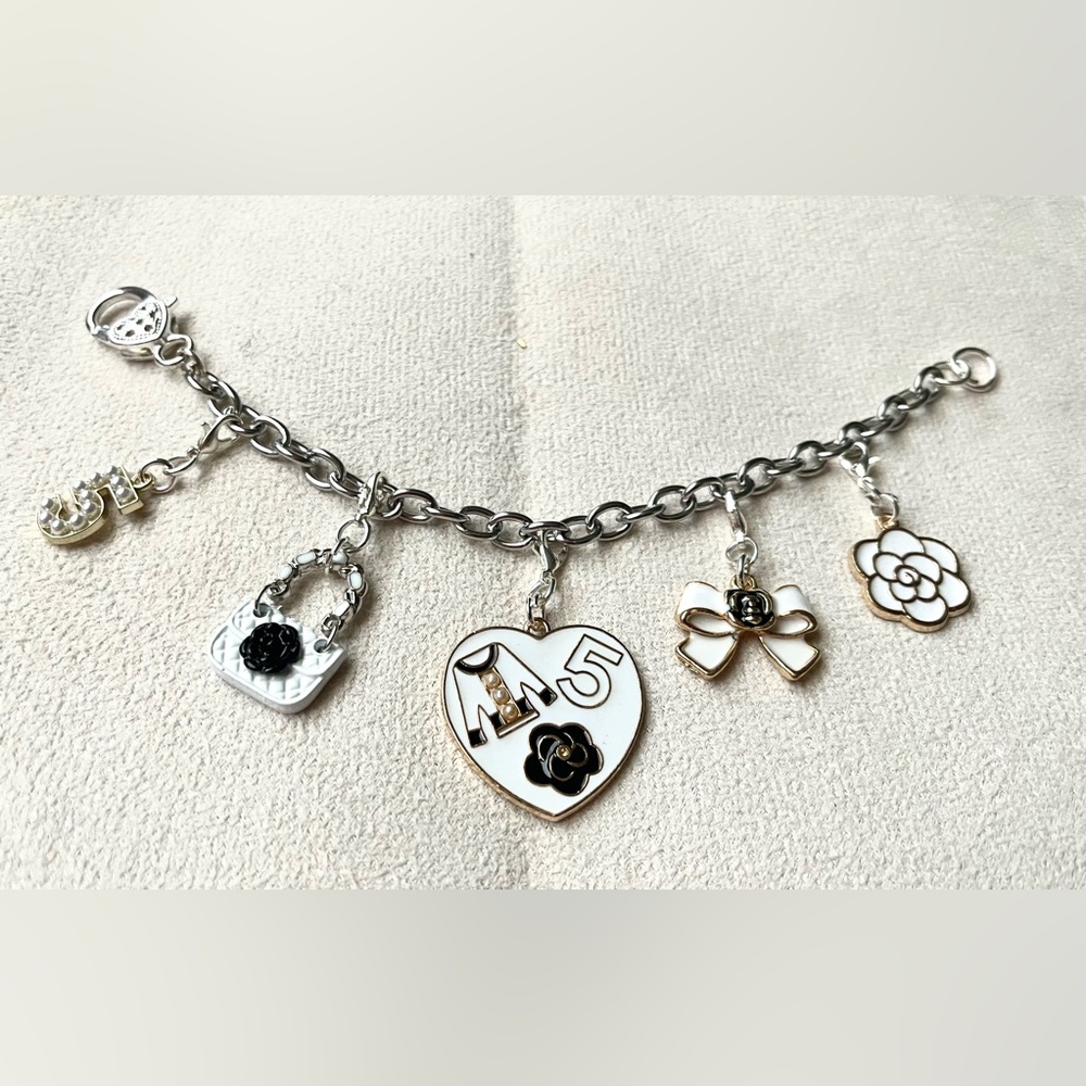 Handmade rolo chain bracelet with charms